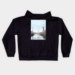 Historic Port Charlestown Cornwall.  Cornish gift Kernow Travel location poster, St Austell Kids Hoodie